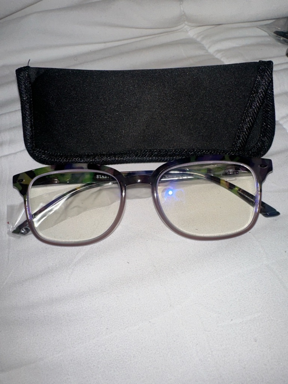 Classic Square Blue Light Blocking Glasses with Case